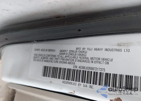 2008 Subaru Legacy 2.5I Limited from USA, damaged, VIN 4S3BL626987217375